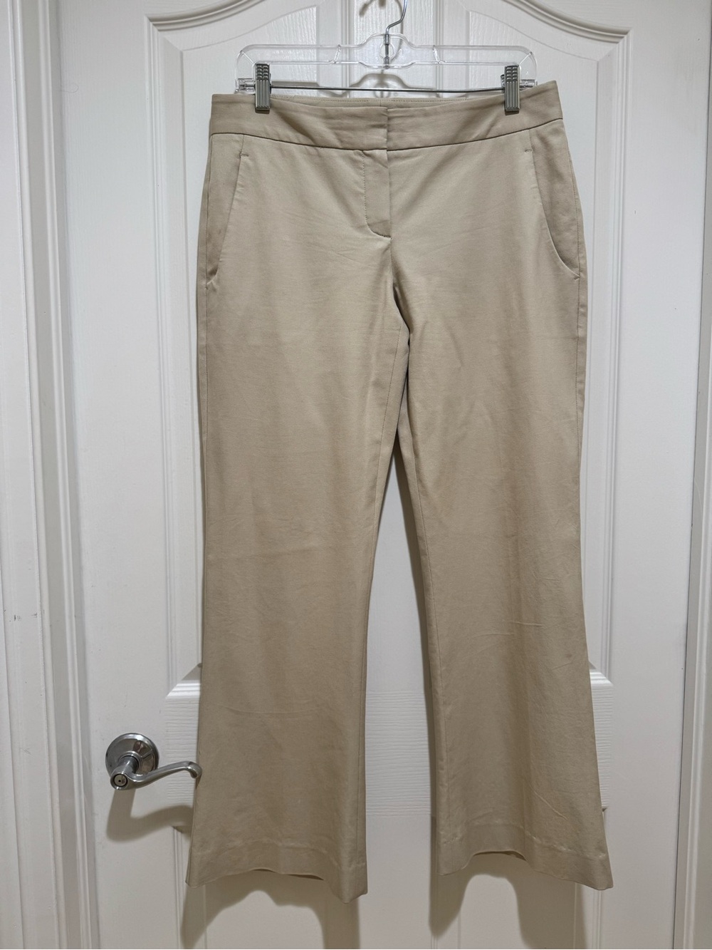 Theory Light Khaki Cropped Pants Sz 8 Tailored Straight Leg Minimalist